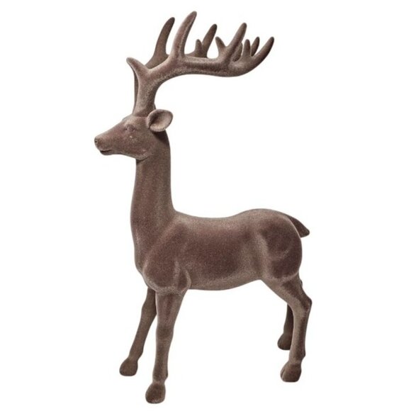 Flocked Brown Standing 16" Reindeer Deer Christmas Decoration - Picture 5 of 5